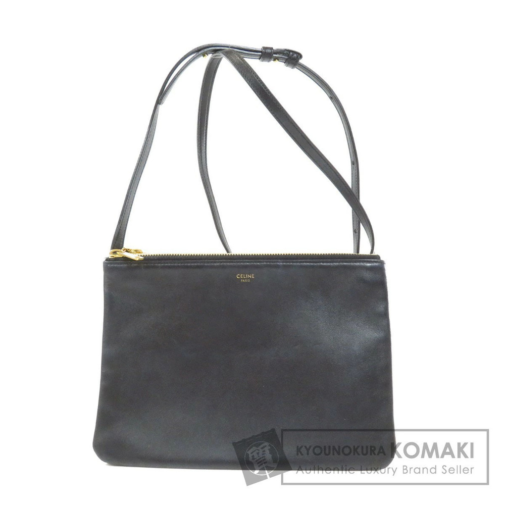 Celine Trio Leather Crossbody Bag black